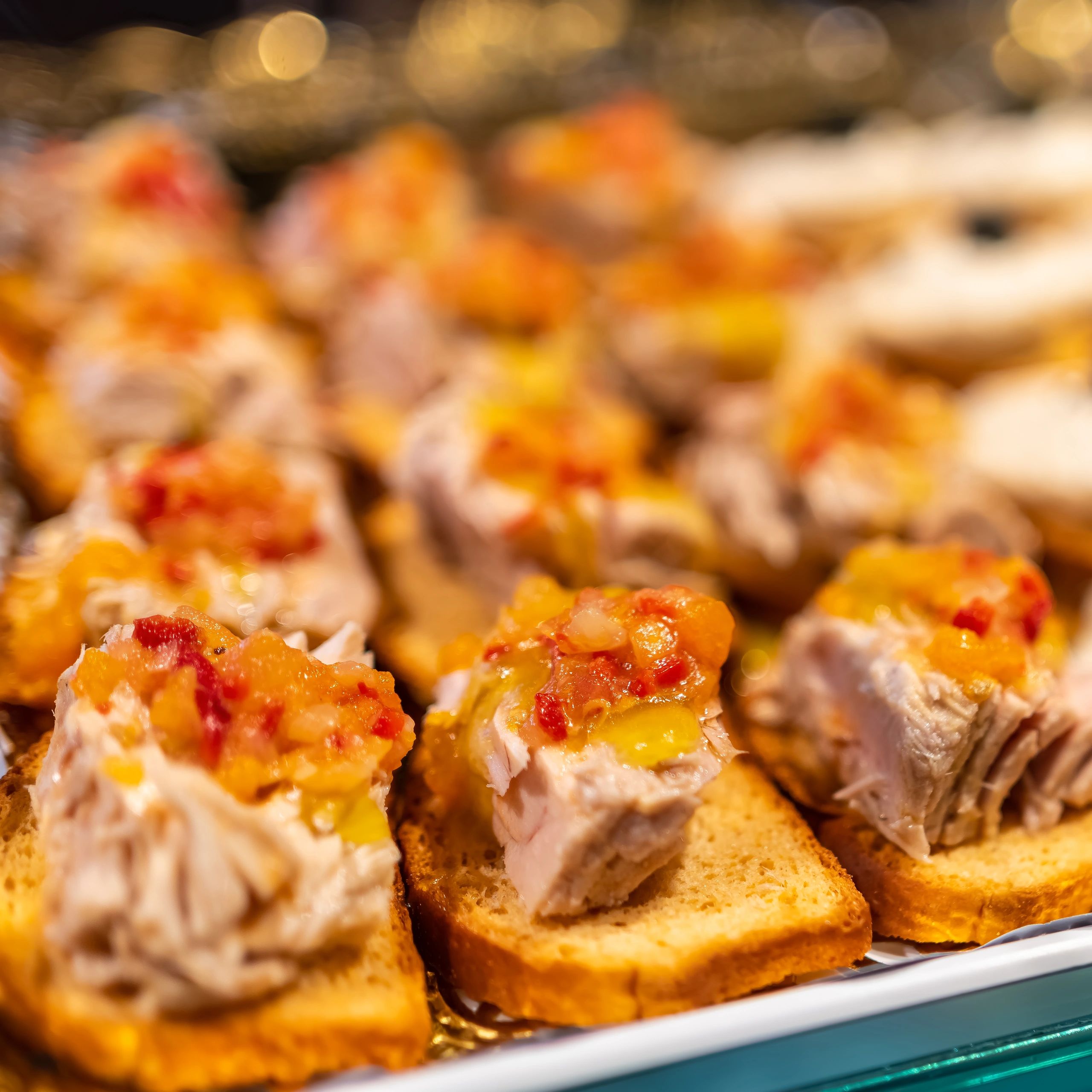 Tuna tapas bites on display