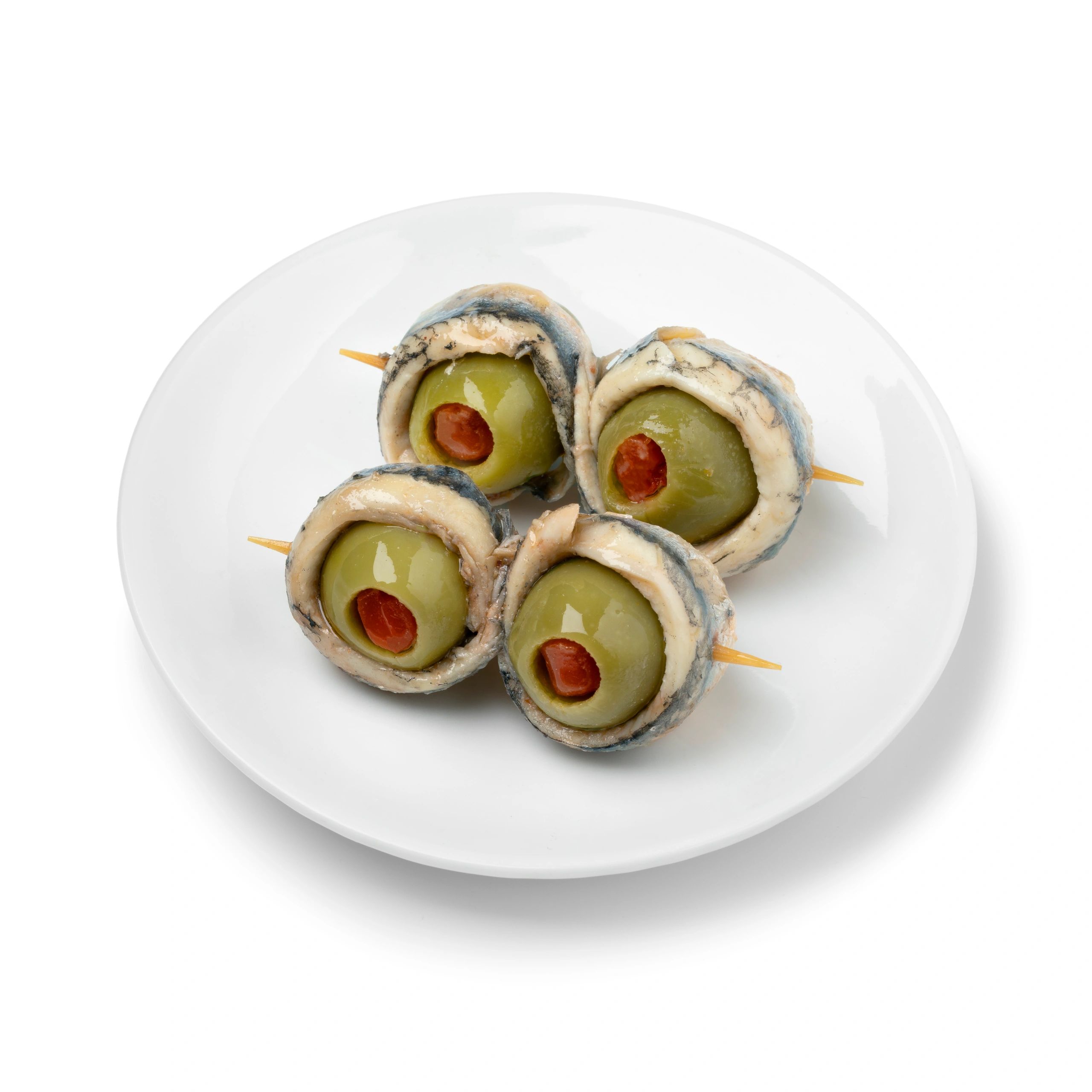 Stuffed olives with red pepper and anchovy