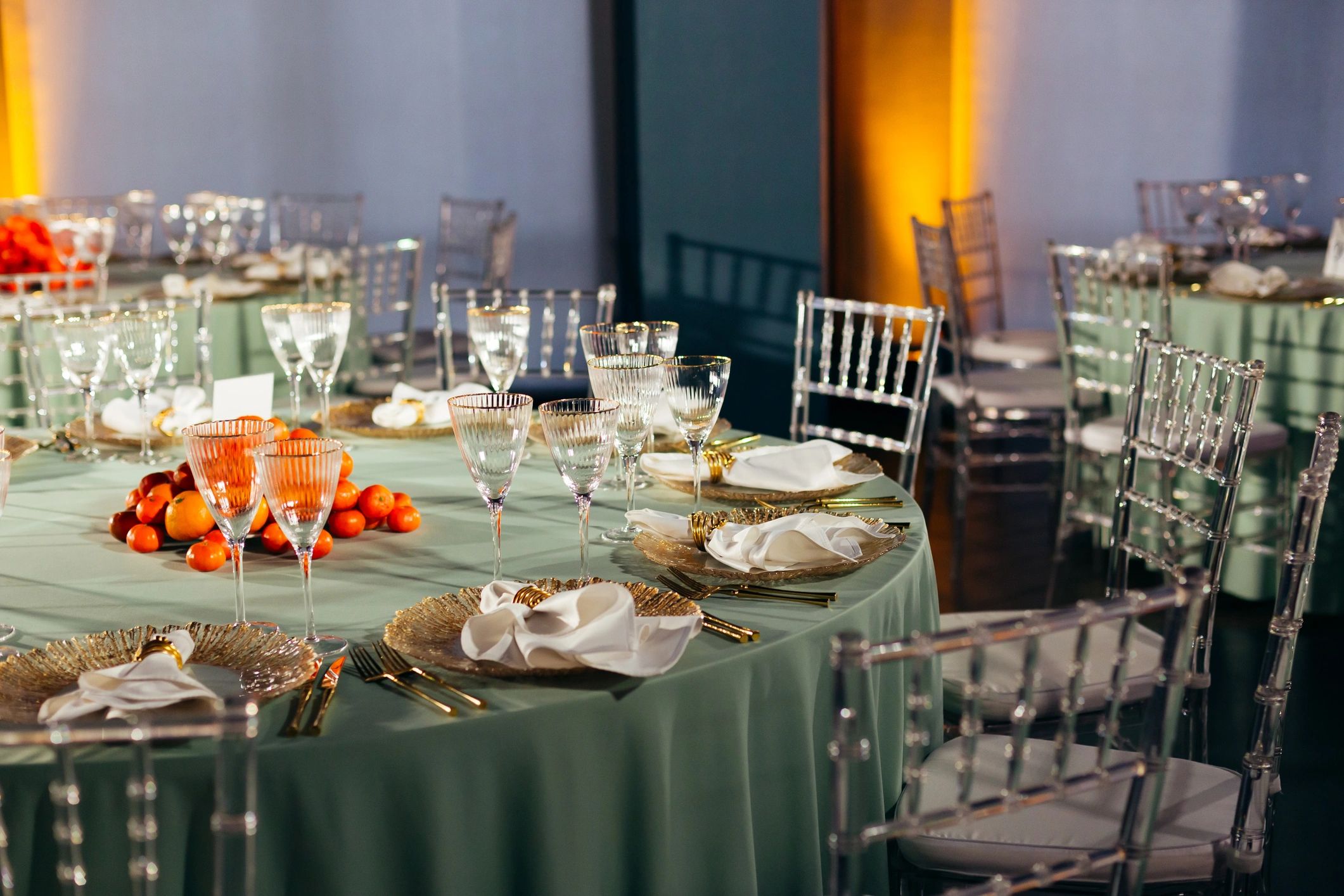 Banquet hall arranged for an event
